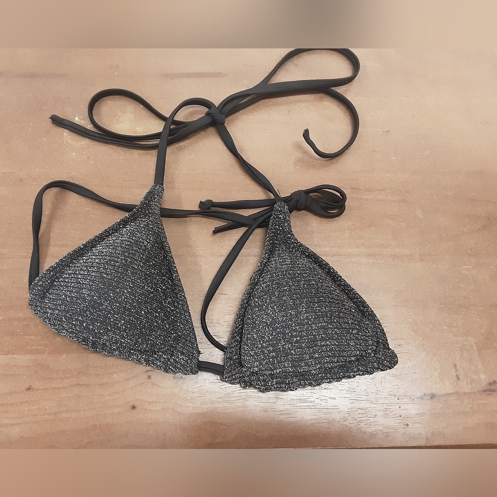 🤑🌭🍍Black Glitter Bikini Top. Size S.